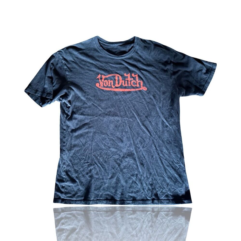 Vintage 90s Von Dutch Big Logo Men's Black T-Shirt: GUC: Stussy: Streetwear